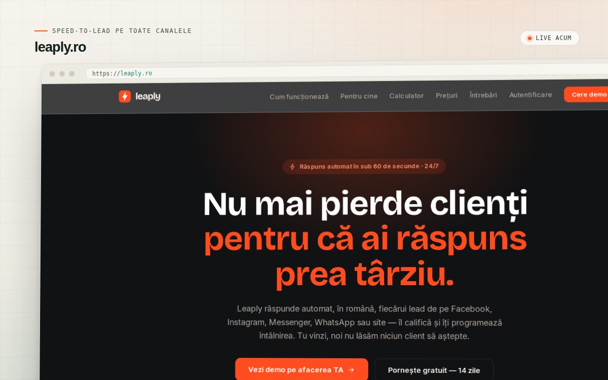 Captură de ecran de pe leaply.ro
